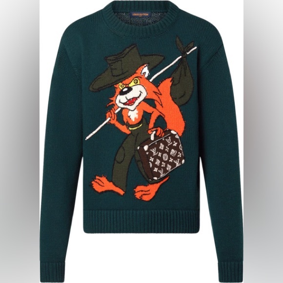 Louis Vuitton Other - RARE LOUIS VUITTON Handknit Cartoon Fox Green Sweater